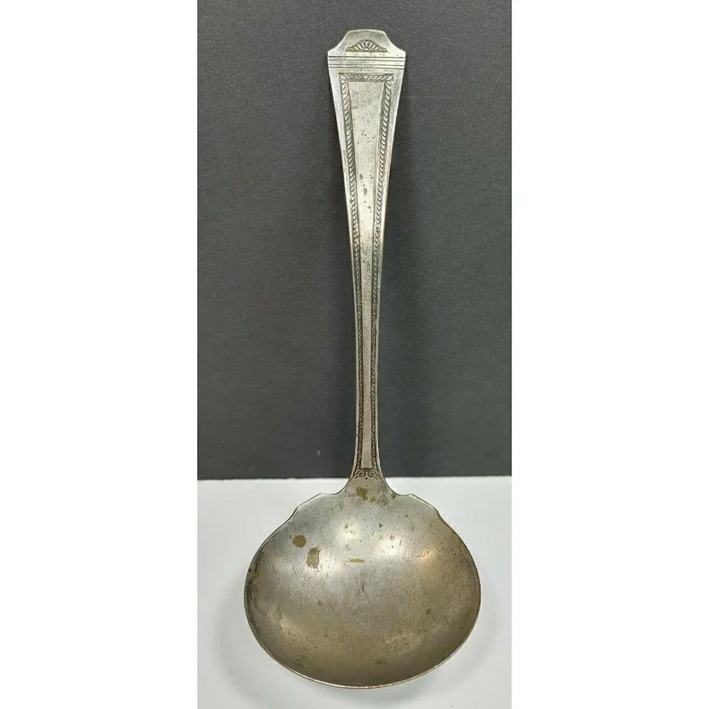 Sheffield Flatware Silverware Large English Silverplate Fiddlers Thread Ladle